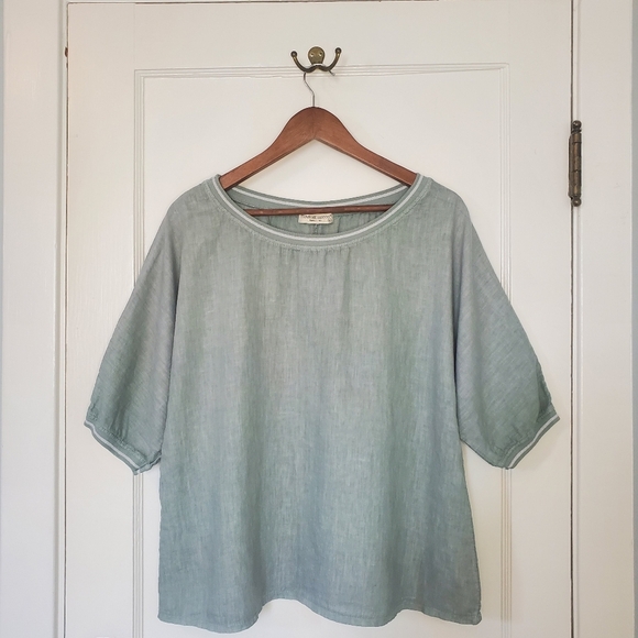 Terzo Millennio Tops - Terzo Millennio Linen Top – Size L – Seafoam Green